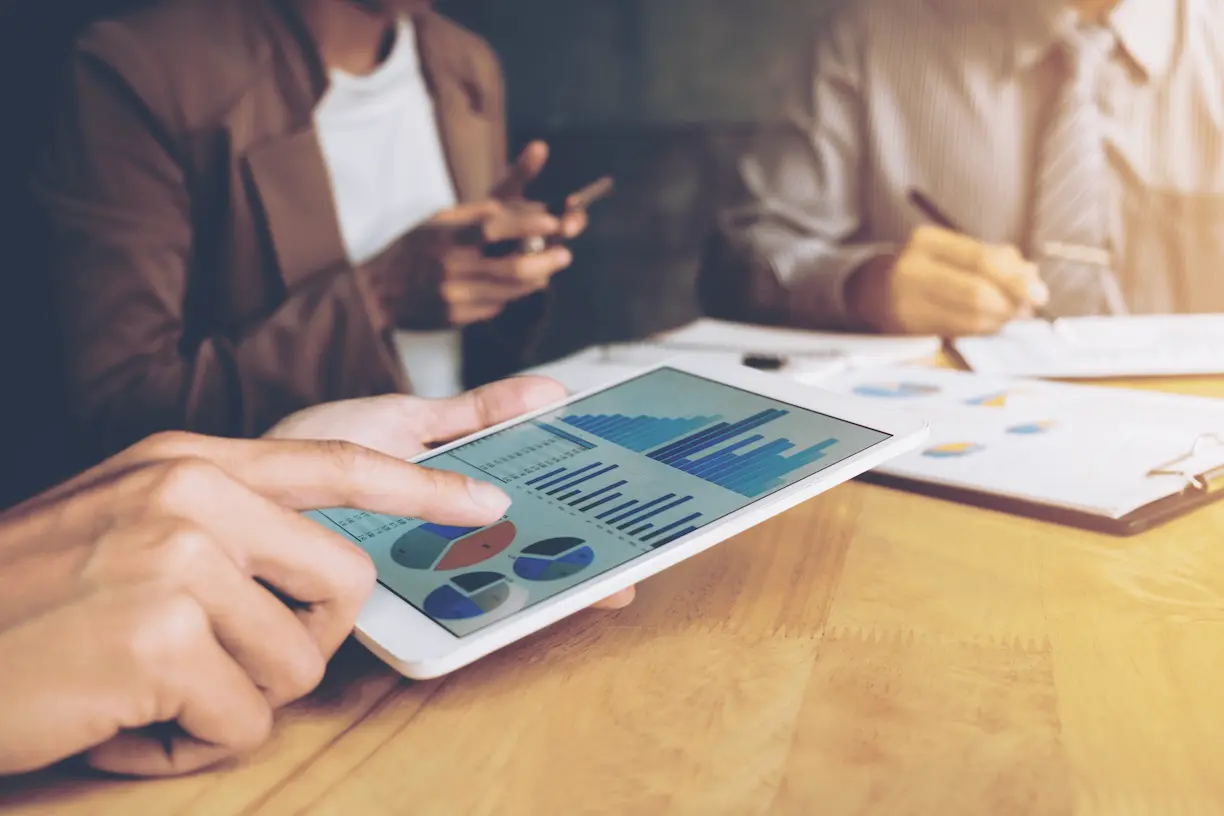 iPad showing graph and data