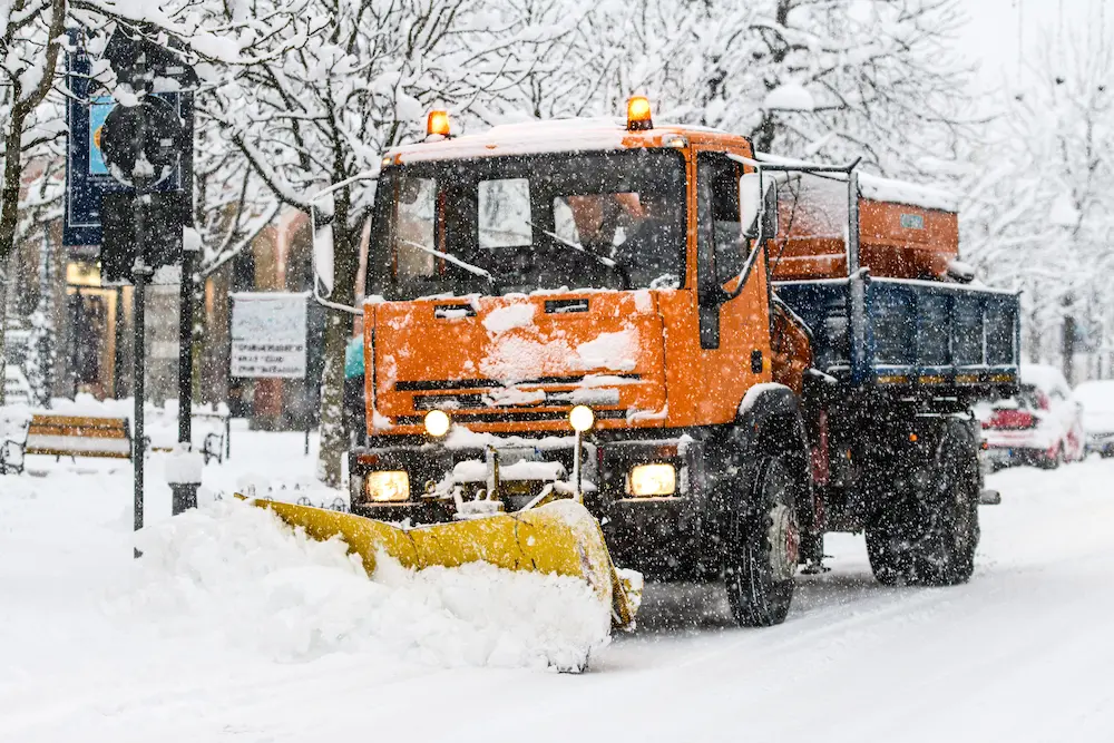 plow truck clearing snow