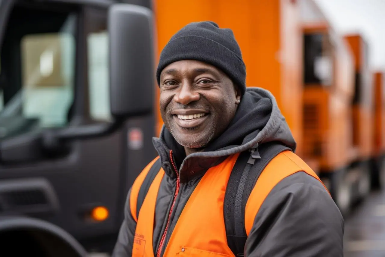 Fleet driver smiling